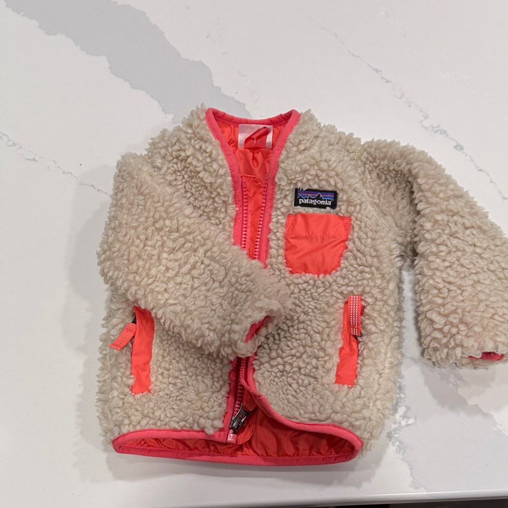 Patagonia Beige and Coral Fleece Jacket